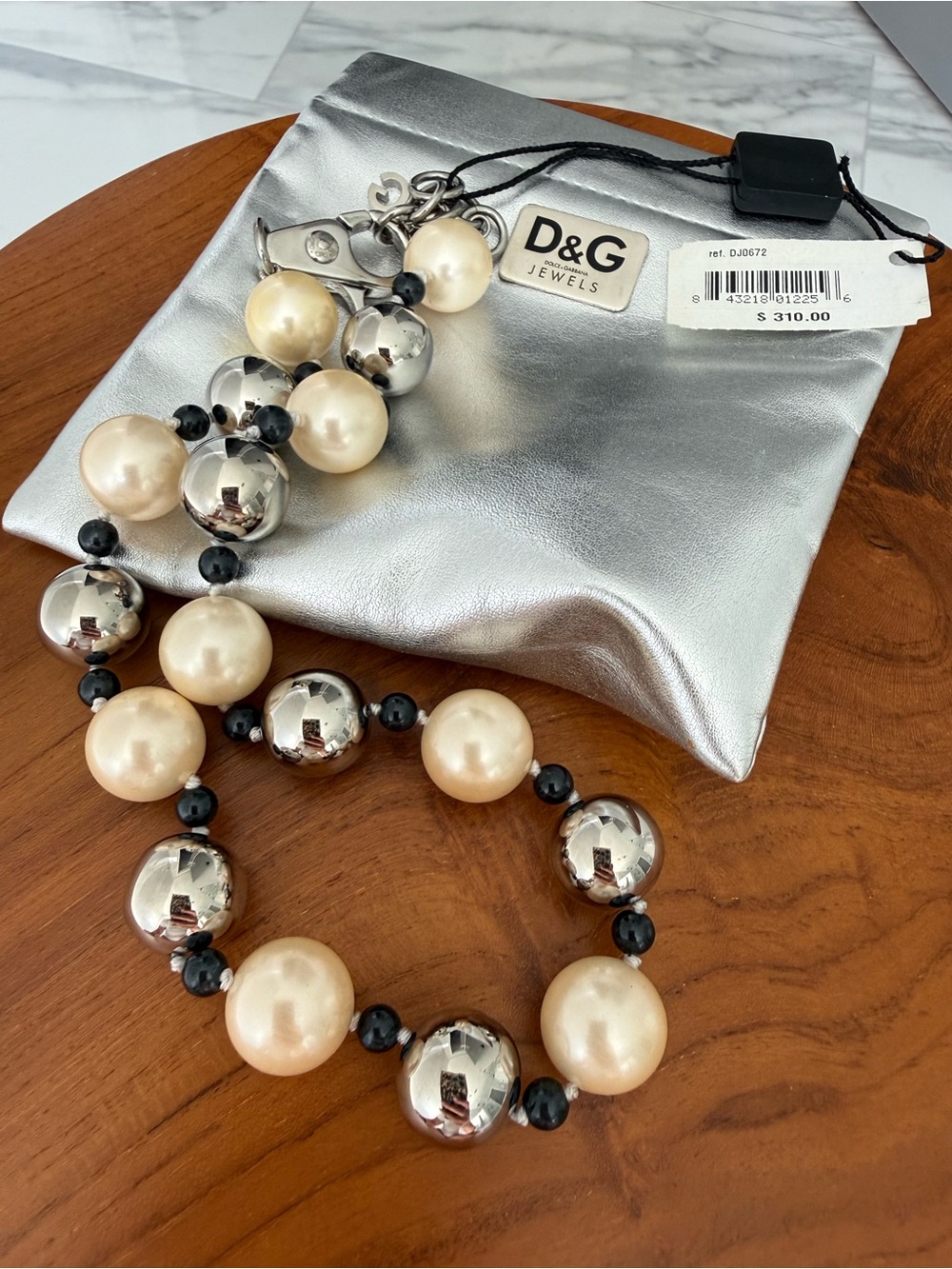 Dolce & Gabbana Jewels NWT Pearl Silver Ball Statement Necklace